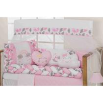 Combo completo de berço para bebê aconchego menino e menina bordado com 11 pçs