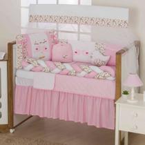 Combo completo de berço para bebê aconchego menino e menina bordado com 11 pçs