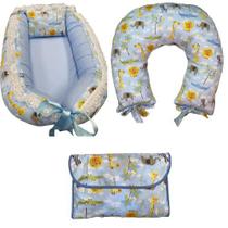 Combo Completo Ninho + Almofada de Amamentação + Trocador Portátil - Safari Azul - Oferta Combo Completo Ninho + Almofada de Amamentação + Trocador Portátil - Safari Azul - Oferta