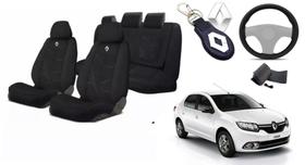 Combo Conforto Premium Logan 2008-2017 + Volante + Chaveiro Tecido