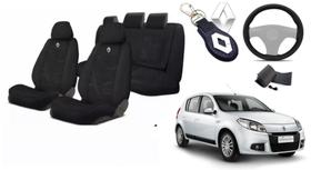 Combo Conforto Total Sandero 2007-2017 + Volante + Chaveiro Tecido