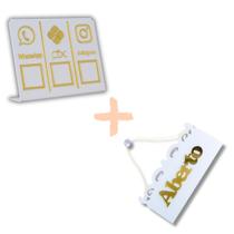 Combo conjunto qr code + aberto/fechado - branco dourado Combo conjunto qr code + aberto/fechado - branco dourado