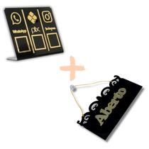 Combo conjunto qr code + aberto/fechado - preto dourado Combo conjunto qr code + aberto/fechado - preto dourado