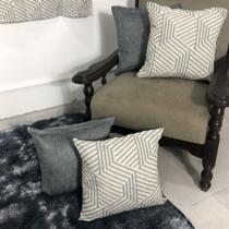 Combo Cortina Sala Estampada 2,00x1,70m + 4 Almofadas Cheias