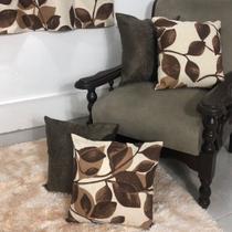 Combo Cortina Sala Estampada 2,00x1,70m + 4 Almofadas Cheias