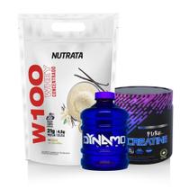 Combo Creatina 100% Pura 150G + Whey W100 + Galão