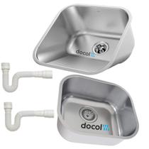 Combo Cuba Docol Inox Cozinha 40x34x18 e Tanque 40x40x23 25L Acetinado Fosco Lavanderia