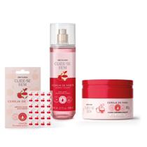 Combo Cuide-se Bem Cereja De Fases: Body Splash + Creme Relaxante + Adesivos Secativos Para Espinha