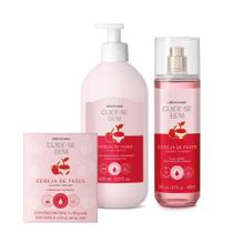 Combo Cuide-se Bem Cereja De Fases: Sabonetes Em Barra 4x80g + Loção 400ml + Body Splash 200ml