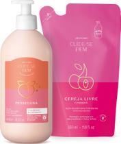 Combo Cuide-se Bem: Loção Hidratante Pessegura 400ml + Refil Loção Hidratante Corporal Cereja Livre Combo Cuide-se Bem: Loção Hidratante Pessegura 400ml + Refil Loção Hidratante Corporal Cereja Livre