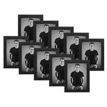 Combo De 10 Porta Retratos 10X15 Mesa Parede Madeira Preta