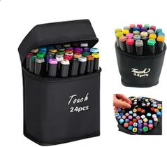 Combo de Canetas Touch Marcadoras Dupla Ponta para Arte e Desenho, 24 Cores Vibrantes
