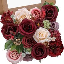 Combo de flores artificiais Serwalin Burgundy para decoração de casamento Combo de flores artificiais Serwalin Burgundy para decoração de casamento