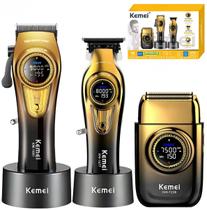 Combo De Máquinas De Cortar Cabelo 3 Em 1 Kemei Km-8557 Corte + Acabamento + Shave