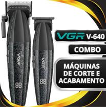Combo De Máquinas Profissionais Para Barbeiro VGR V-640 Com Máquina de Cortar Cabelo e Máquina De Acabamento