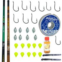 COMBO de Pesca Tilápia 2 Varas Telescópica + Linha e Itens COMBO de Pesca Tilápia 2 Varas Telescópica + Linha e Itens