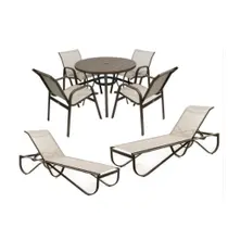 Combo de piscina c/ 2 espreguiçadeiras Mesa de alumínio e 4 Cadeiras de jardim Sarah Móveis