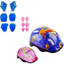 Combo de Segurança Infantil Capacete e Kit Azul para Bicicleta e Skate Proteção Completa Combo de Segurança Infantil Capacete e Kit Azul para Bicicleta e Skate Proteção Completa