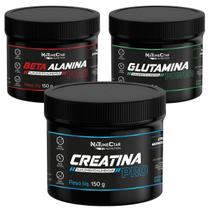Combo de Suplementos Creatina Monohidratada 150g Glutamina 300g Beta Alanina 150g Treino Academia Ganho de Massa Muscular Energia Recuperação