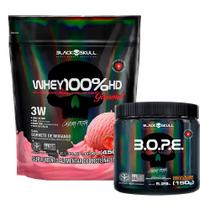 Combo de Suplementos Whey Protein Gourmet 100% HD + Pré Treino B.O.P.E. - Black Skull