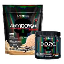 Combo de Suplementos Whey Protein Gourmet 100% HD + Pré Treino B.O.P.E. - Black Skull