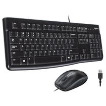 Combo de teclado e mouse Logitech MK120 com fio USB preto