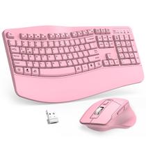 Combo de Teclado e Mouse Sem Fio ULSOU Ergonômico Rosa 10 m Combo de Teclado e Mouse Sem Fio ULSOU Ergonômico Rosa 10 m