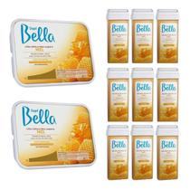 Combo Depil Bella 2Kg Cera 1Kg + 12 Cera Roll-On Mel