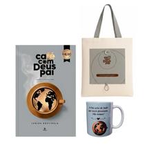 Combo Devocional Café com Deus pai 2026 Brochura + Eco Bag Café com Deus pai Oficial + Caneca de Porcelana