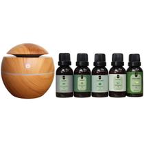 Combo Difusor Elétrico + 5 Essências de 30ml hidrossolúveis Kit:VerdesCor:Madeira Clara