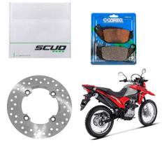 Combo Disco Freio Scud + Pastilha Freio Traseira Cobreq Xre 190 Nxr Bros 160 Ano 2014 Até 2021