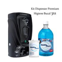 Combo Dispenser Premium Fio Dental 500M/Enxaguante 1L/ Copo - Hálito Puro