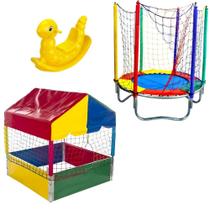 Combo Diversão Cama Elástica 1,40m Piscina de Bolinhas 1,00m Gangorra 1 Lugar