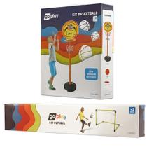 Combo Diversão - Trave de Futebol com Bola Go Play e Pedestal de Basquete com Bola e Bomba Multikids - BR952K - Kit