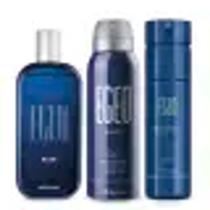 Combo Egeo Blue: Desodorante Colônia 90ml + Desodorante Antitranspirante Aerossol + Body Spray