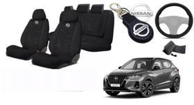 Combo Elegância Kicks 2020-2024 + Volante + Chaveiro Tecido