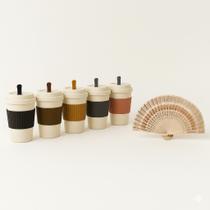 Combo Elegância Natural Leque de Madeira + Copo de Bambu 450ml (Cor Sortida) Combo Elegância Natural Leque de Madeira + Copo de Bambu 450ml (Cor Sortida)