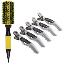 Combo escova térmica ceramica 57MM E 5UN clips crocodilo Combo escova térmica ceramica 57MM E 5UN clips crocodilo