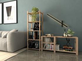 Combo Estante Multiuso Moderno Simples Reforçada De Qualidade e Aparador 3 Nichos Minimalista Reforçado De Sala Novo