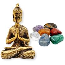 Combo Estátua de Buda + 7 Pedras dos Chakras 100% Naturais - Mandala de Luz