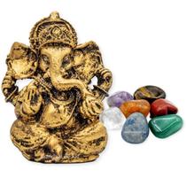 Combo Estátua de Ganesha + 7 Pedras dos Chakras 100% Naturais - Mandala de Luz