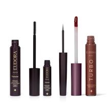 Combo Eudora Make: Batom Líquido Rosa Pink Turbinado 5ml + Máscara Cílios Forever 8g + Delineador Líquido Forever 3ml