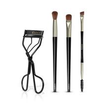 Combo Eudora Olhos: Pincel Chanfrado para Delinear + Pincel para Depositar Sombra + Pincel para Esfumar Sombra + Curvador de Cílios Aço Carbono