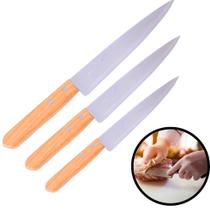 Combo Faca Tamanhos Variados De Cozinha Inox Chef Profissional Cabo De Madeira Churrasco Frutas Combo Faca Tamanhos Variados De Cozinha Inox Chef Profissional Cabo De Madeira Churrasco Frutas