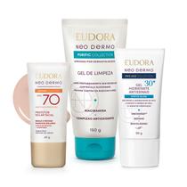 Combo Facial 30+: Protetor Solar Facial Fps 70 Cor 1 40g + Gel Limpeza Purific 150ml + Gel Hidratante Antissinais 30+ 50g + Sacola