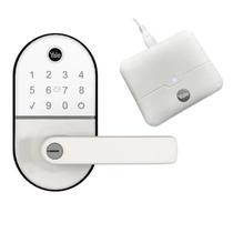 Combo Fechadura Digital Compact Branca com Maçaneta Yale