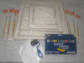 Combo Férias 5 Telas+08 Tinta Acrilica+6Pincéis+01 espatula+01Rolo+01 Godê Combo Férias 5 Telas+08 Tinta Acrilica+6Pincéis+01 espatula+01Rolo+01 Godê