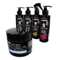 COMBO Finalizadores Ativador de Cachos, Umidificador, Leave in e Máscara de Coco Beleza Negra Co Cabelo Crespo, Cacheado, Natural