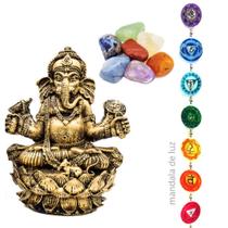 Combo Fio de Luz Chakras + Kit 7 Pedras Chakras + Estátua de Ganesha