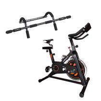 Combo Fitness - Bike Spinning Hb Painel 9kg Uso Residencial e Barra de Exercícios Suporta até 150Kg - ES2431K - Wellness